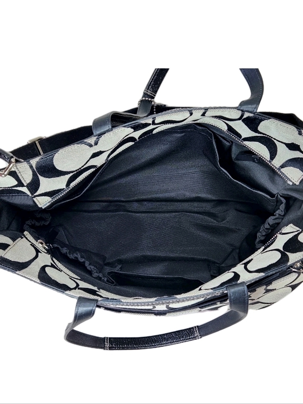 COACH Signature C Jacquard Tote Black Gray Baby Diaper Bag B1076-F13802 - Picture 10 of 16